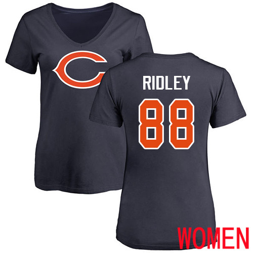 Chicago Bears Navy Blue Women Riley Ridley Name and Number Logo NFL Football #88 T Shirt->->Sports Accessory
